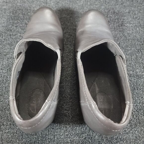 Clarks Womens  8.5 M  Slip On Comfort Clog Gray Leather Shoe Bootie 62722 - Picture 9 of 11